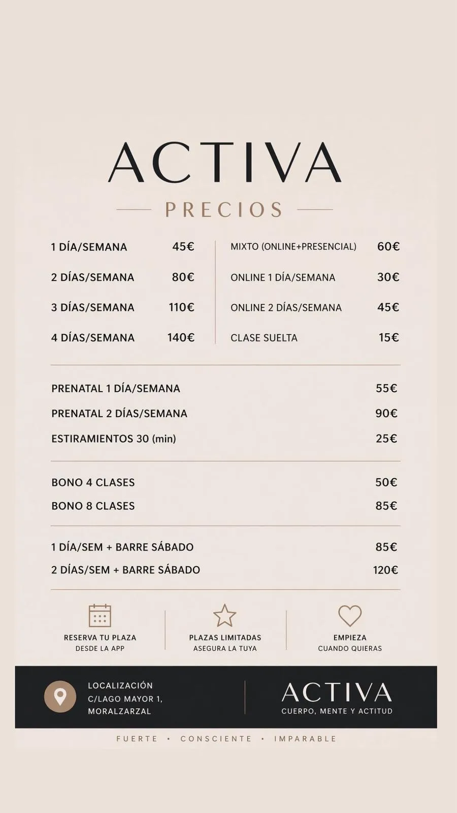 Nuevos precios Activa Moralzarzal
